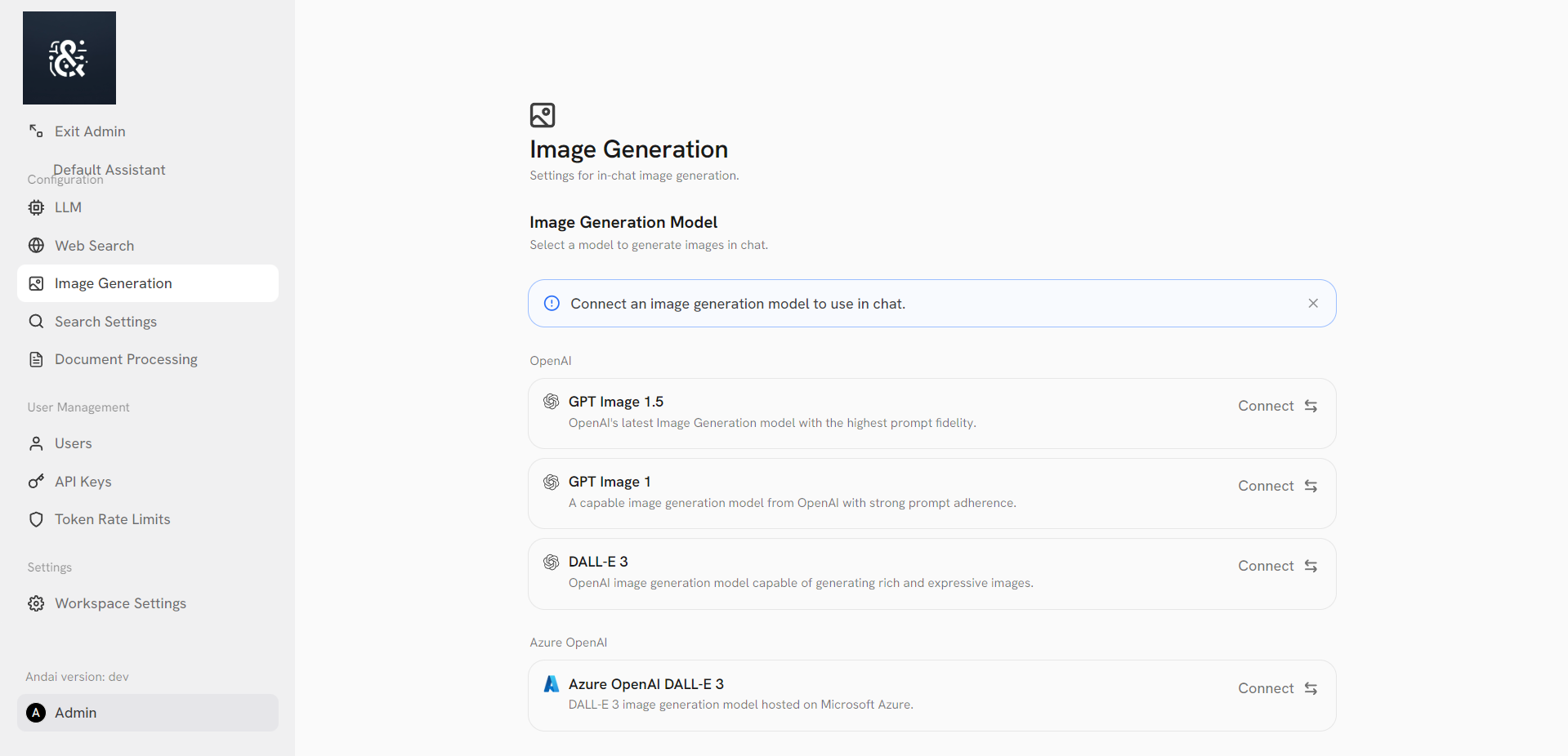 Image Generation Configuration Page
